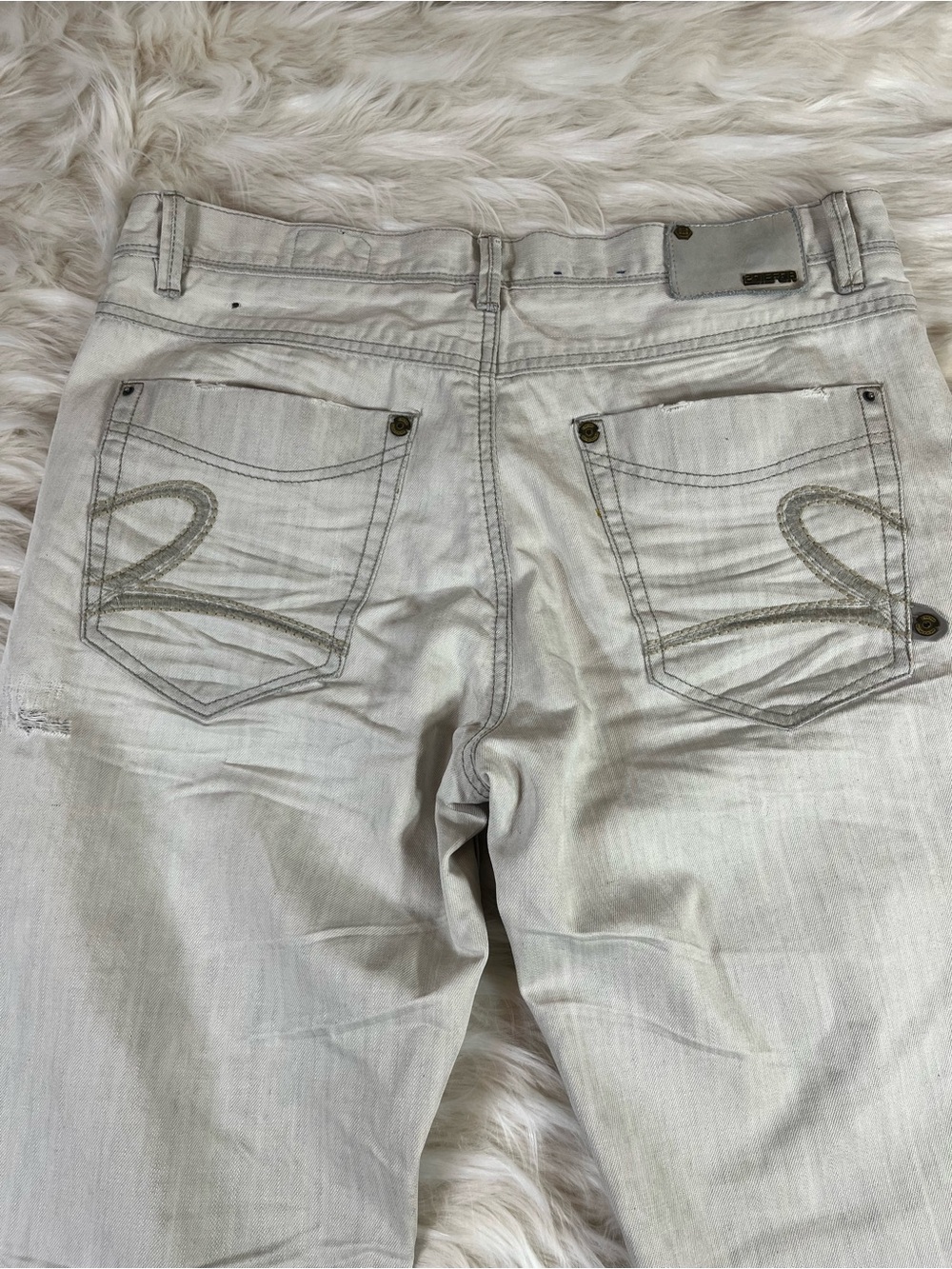 2DieFor Y2K Jeans Men's 36x33 Mid Rise Loose Fit White - Picture 3 of 8